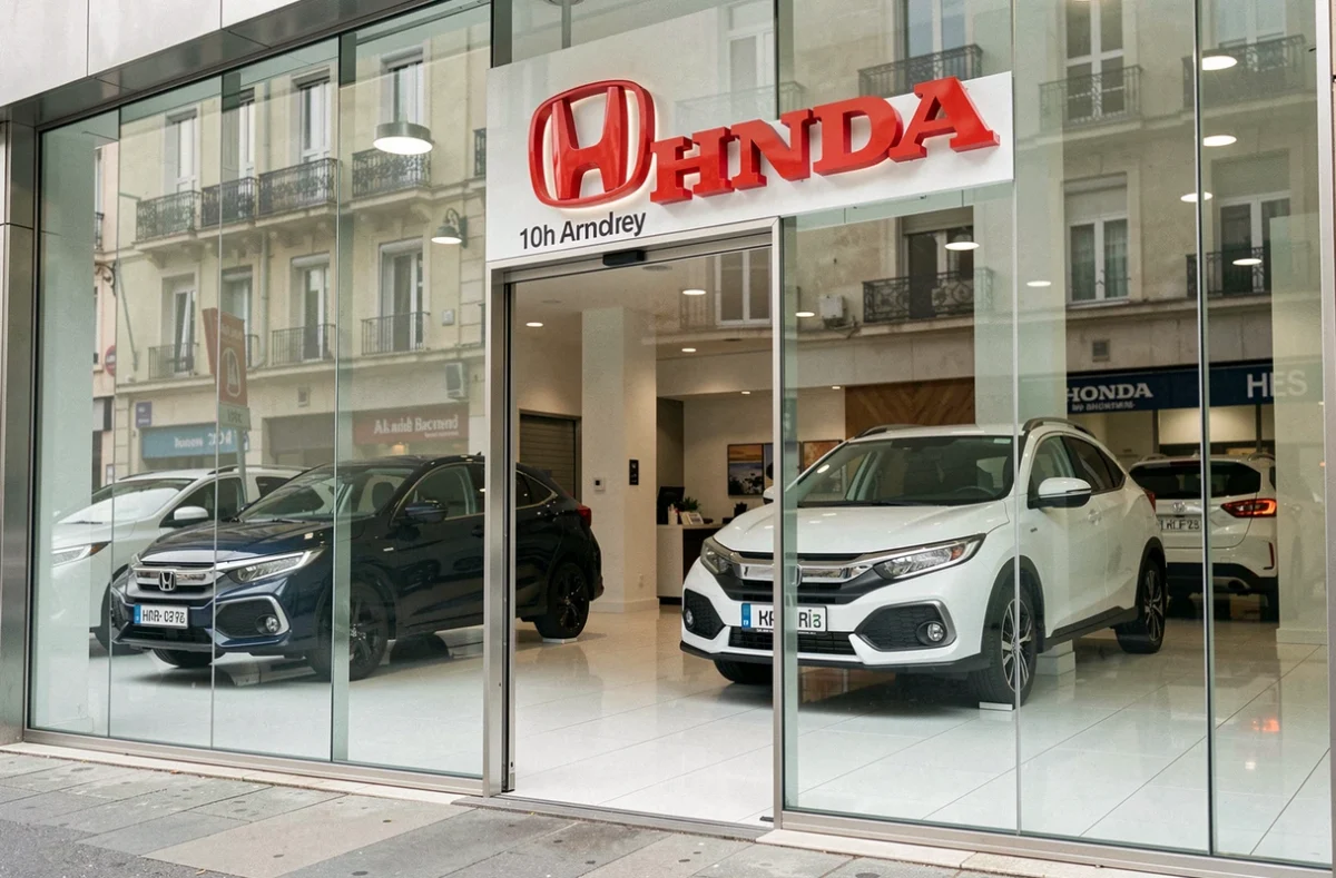 Concession Honda Japazur dans le 10e arrondissement de Marseille avec des modèles Honda exposés dans un showroom vitré moderne