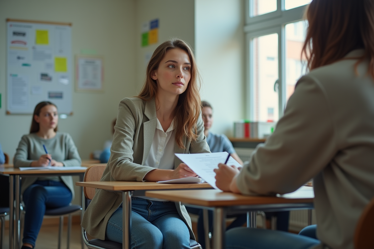 Jeune femme attentive en cours de conduite