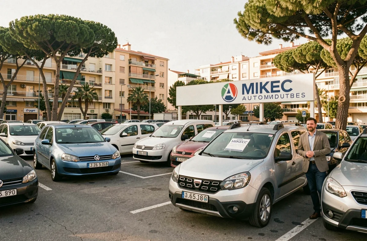 Lot de voitures d'occasion chez Mikec Automobiles dans le 14e arrondissement de Marseille avec un vendeur présentant un véhicule
